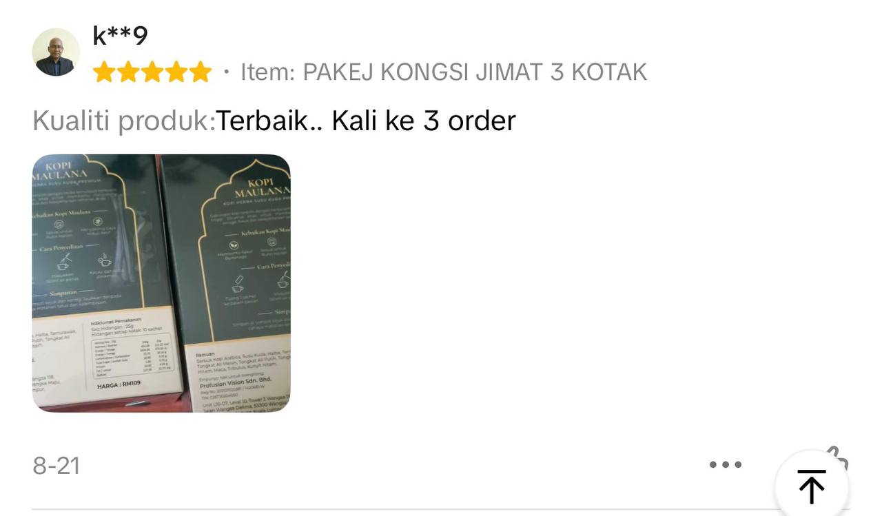 Ulasan Shopee: terbaik, kali ketiga order